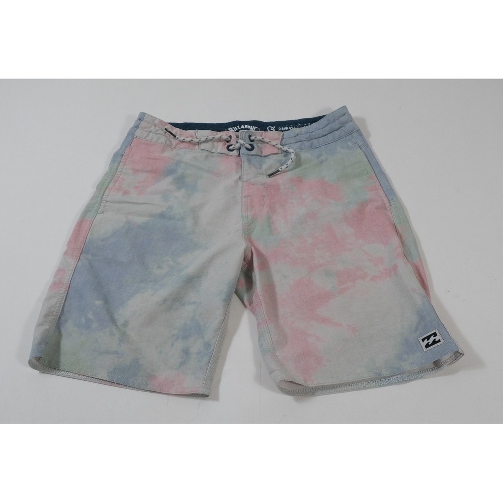 Billabong‎ Board Shorts Boys 25 Pink Blue Sundays Lo Tide Tie Dye Recycler Swim